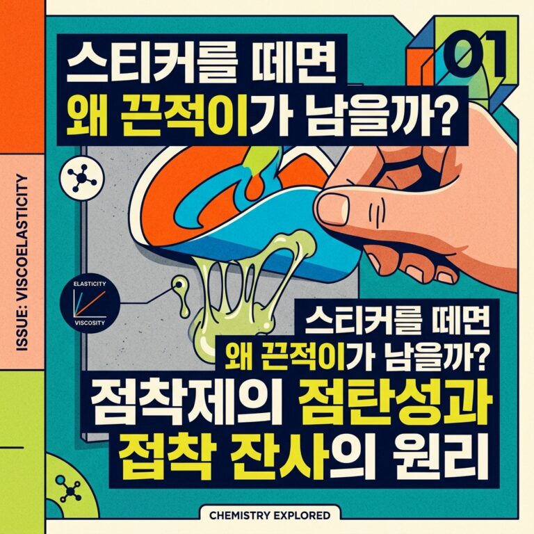 ai thumbnail poster 스티커를 떼면 왜 끈적이가 남을까 점착제의 점탄성과 접착 잔사의 원리 1787514869